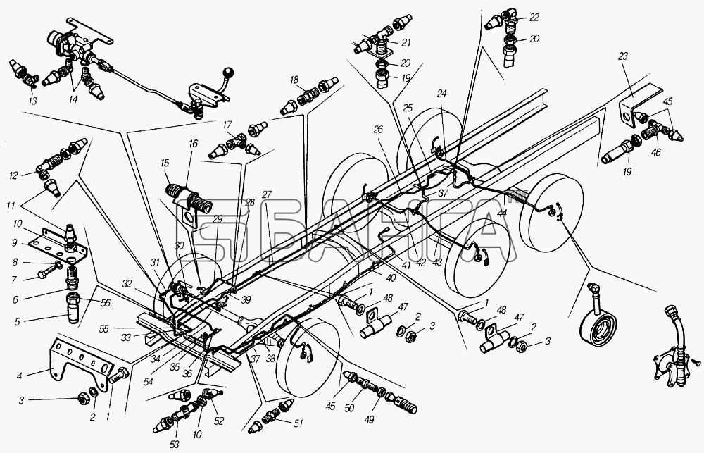 КамАЗ КамАЗ-4310 (каталог 2004 г) Схема Трубопроводы системы