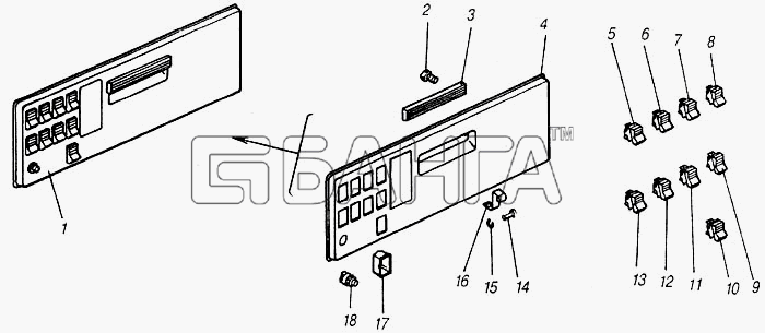 КамАЗ КамАЗ-4310 (каталог 2004 г) Схема Панель выключателей-251
