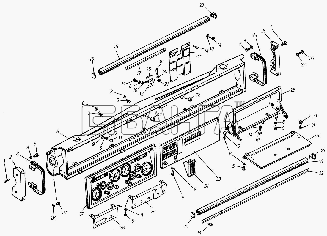 КамАЗ КамАЗ-4310 (каталог 2004 г) Схема Монтаж и крепление панели