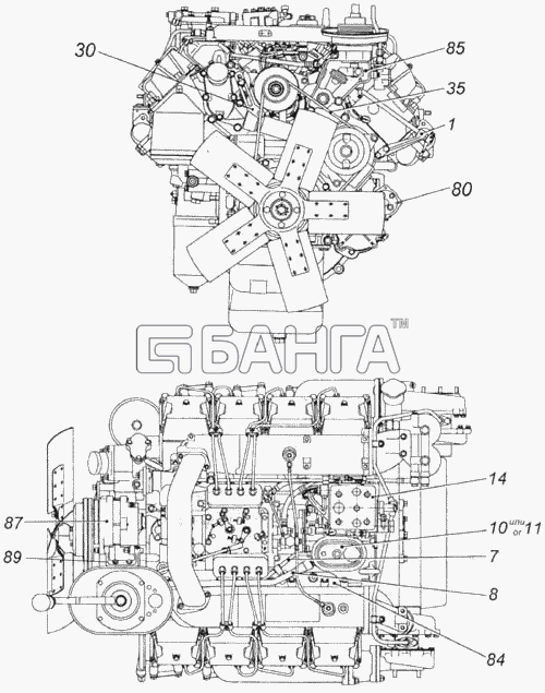 КамАЗ КамАЗ-43114 Схема Двигатель с оборудованием-94 banga.ua
