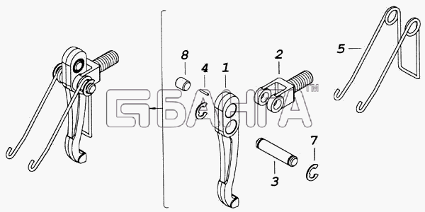 КамАЗ КамАЗ-4326 (каталог 2003г) Схема Рычаг оттяжной с вилкой и