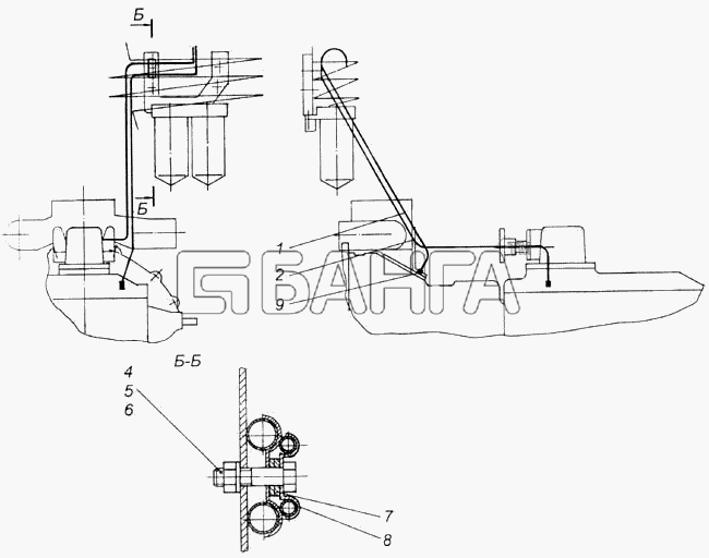 КамАЗ КамАЗ-43118 Схема Установка вентиляционных трубок КП-225