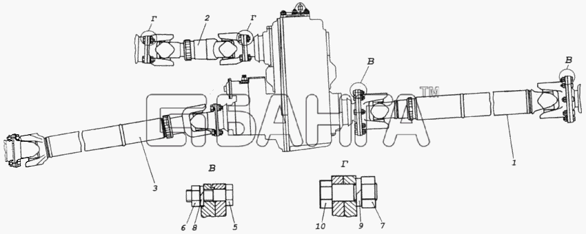 КамАЗ КамАЗ-4326 (каталог 2003г) Схема Установка карданных валов-271