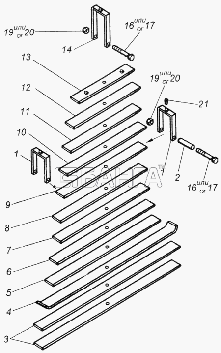 КамАЗ КамАЗ-43114 Схема Рессора задняя-336 banga.ua