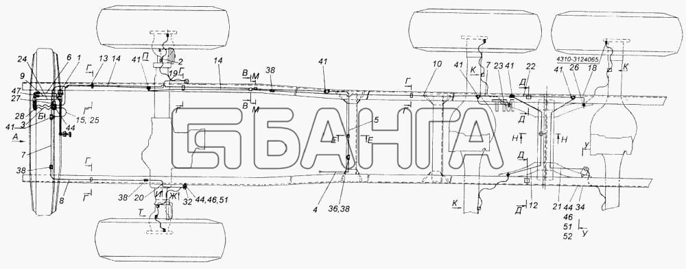 КамАЗ КамАЗ-43114 Схема Установка системы накачки шин-352 banga.ua
