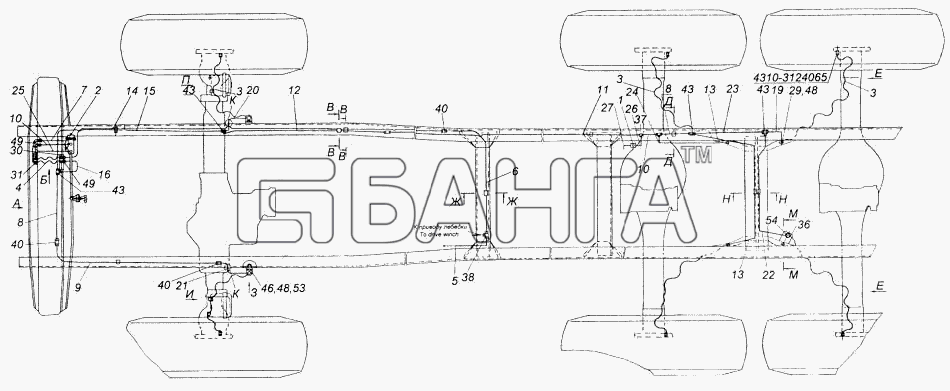 КамАЗ КамАЗ-43118 Схема Установка системы накачки шин-371 banga.ua