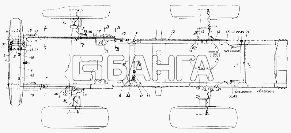 КамАЗ КамАЗ-4326 (каталог 2003г) Схема Установка системы накачки