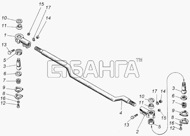 КамАЗ КамАЗ-43114 Схема Тяга рулевой трапеции-366 banga.ua
