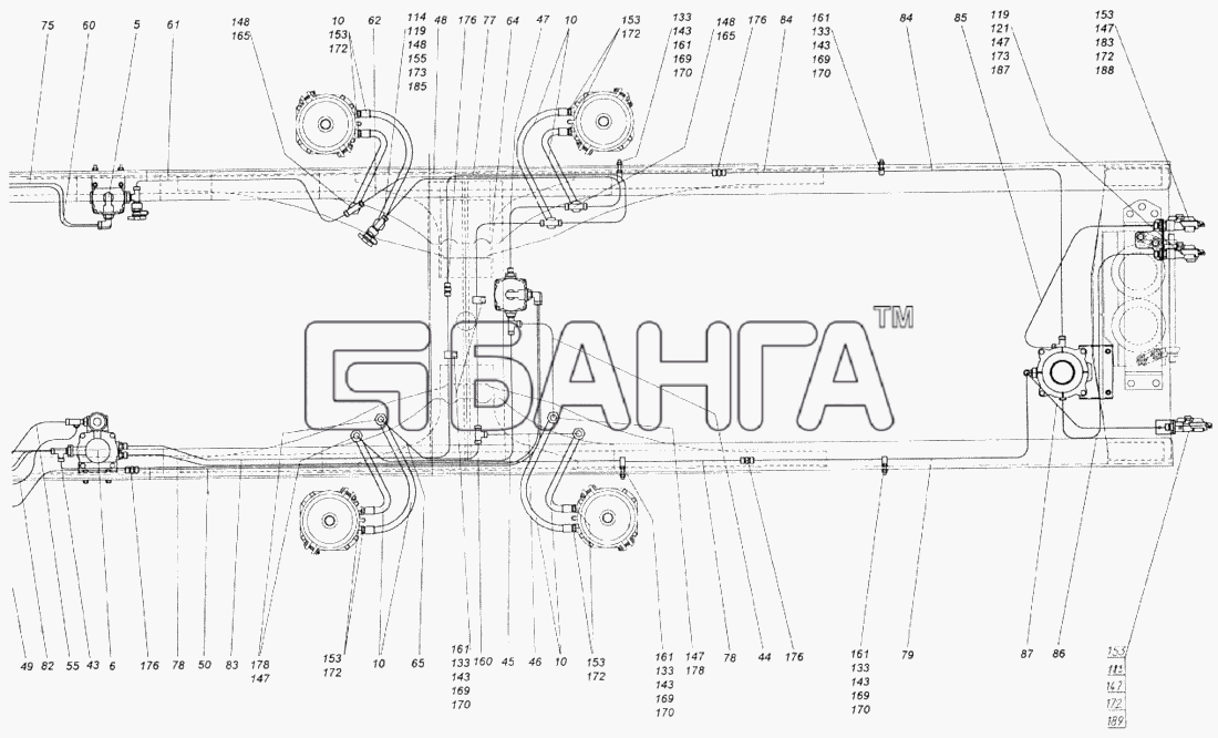 КамАЗ КамАЗ-43114 Схема Установка пневмотормозов-375 banga.ua