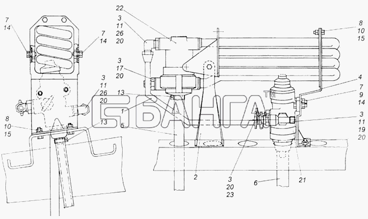 КамАЗ КамАЗ-43118 Схема Установка блока подготовки воздуха-395