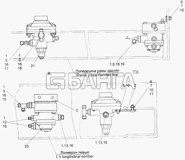 КамАЗ КамАЗ-4326 (каталог 2003г) Схема Установка клапанов управления