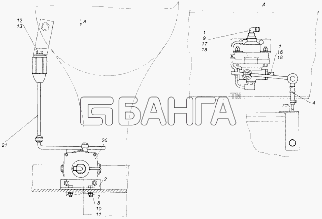 КамАЗ КамАЗ-4326 (каталог 2003г) Схема Установка регулятора тормозных