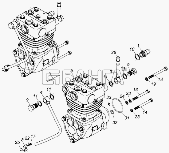КамАЗ КамАЗ-4326 (каталог 2003г) Схема Установка компрессора-382