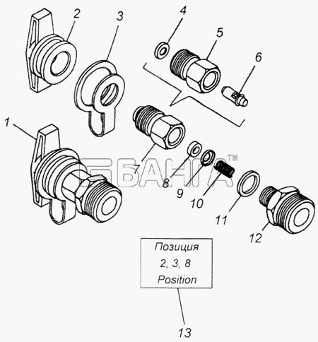 КамАЗ КамАЗ-4326 (каталог 2003г) Схема Клапан контрольного вывода-392