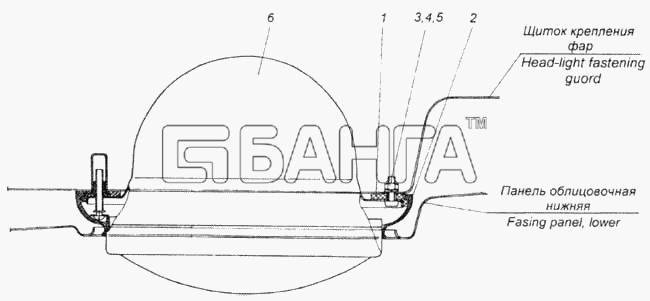 КамАЗ КамАЗ-4326 (каталог 2003г) Схема Установка фары-411 banga.ua