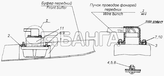 КамАЗ КамАЗ-43114 Схема Установка фонарей передних-424 banga.ua