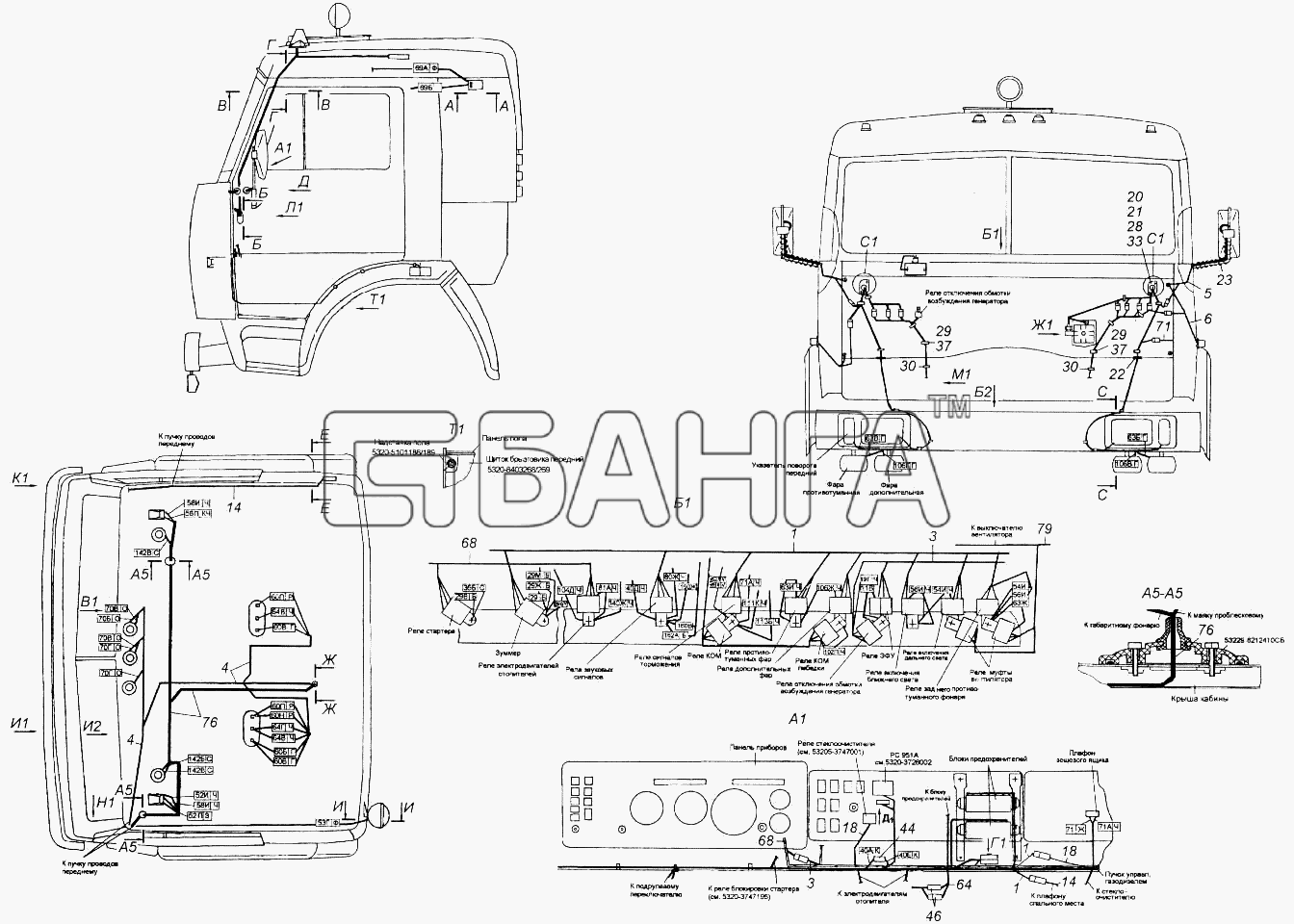 КамАЗ КамАЗ-4326 (каталог 2003г) Схема Установка проводов на