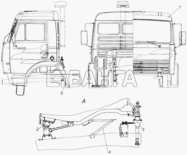 КамАЗ КамАЗ-43114 Схема Установка кабины-4 banga.ua