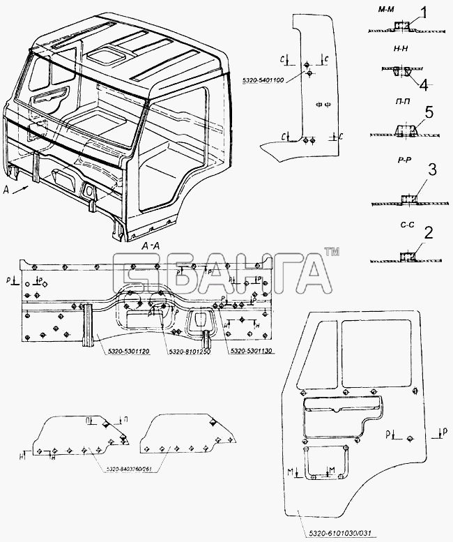 КамАЗ КамАЗ-4326 (каталог 2003г) Схема Установка вставных гаек на