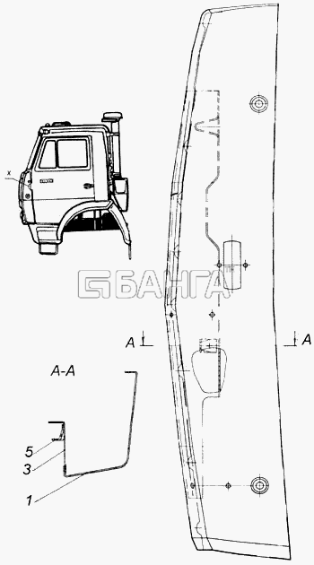 КамАЗ КамАЗ-43114 Схема Панель передка боковая съемная правая-13