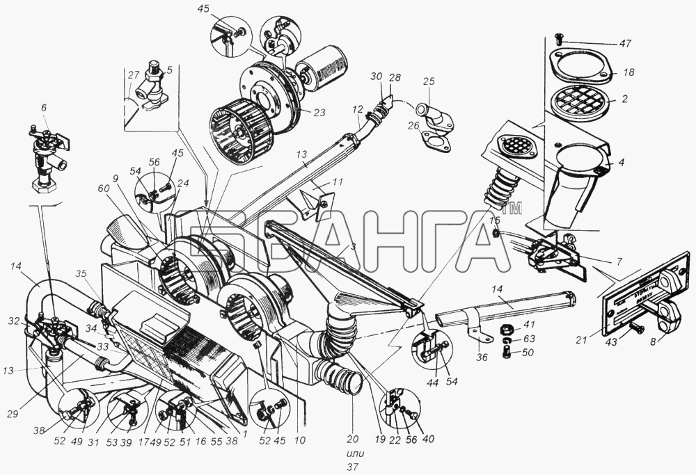 КамАЗ КамАЗ-43114 Схема Установка системы отопления-37 banga.ua