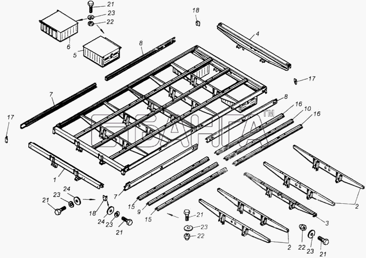 КамАЗ КамАЗ-43114 Схема Каркас основания платформы-80 banga.ua
