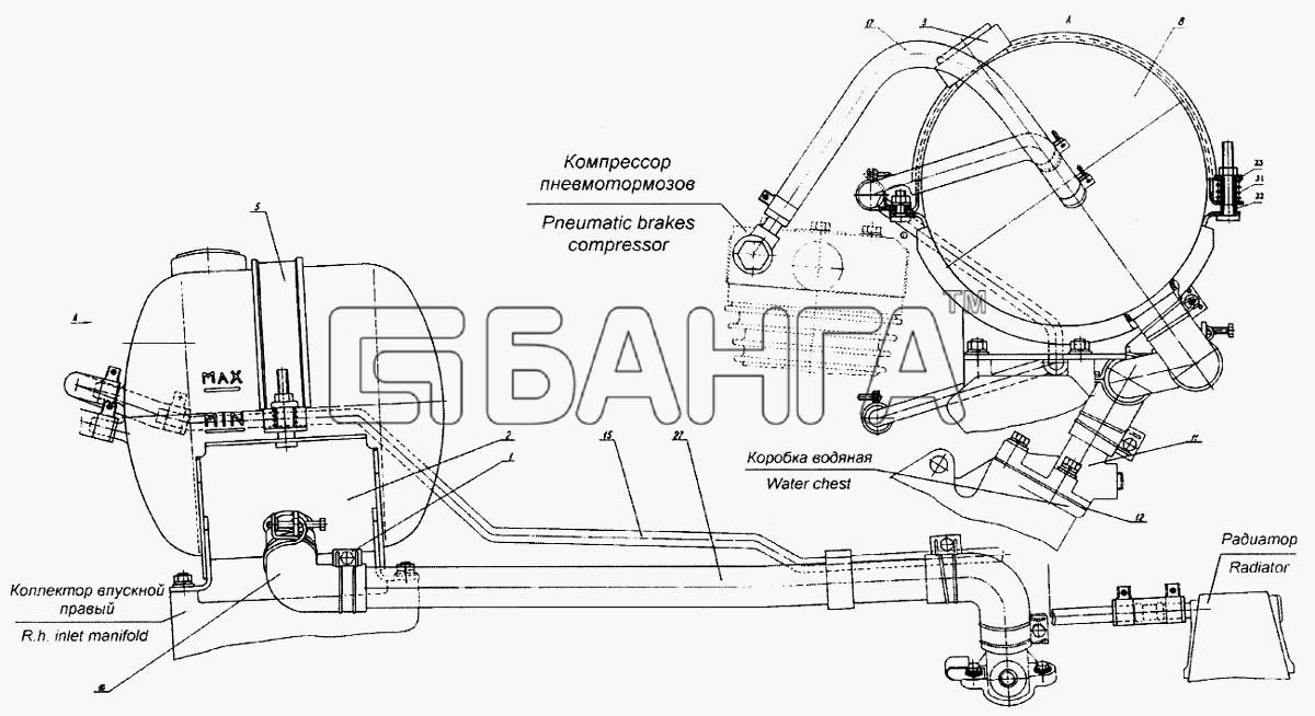 КамАЗ КамАЗ-4326 Схема Установка расширительного бачка-89 banga.ua