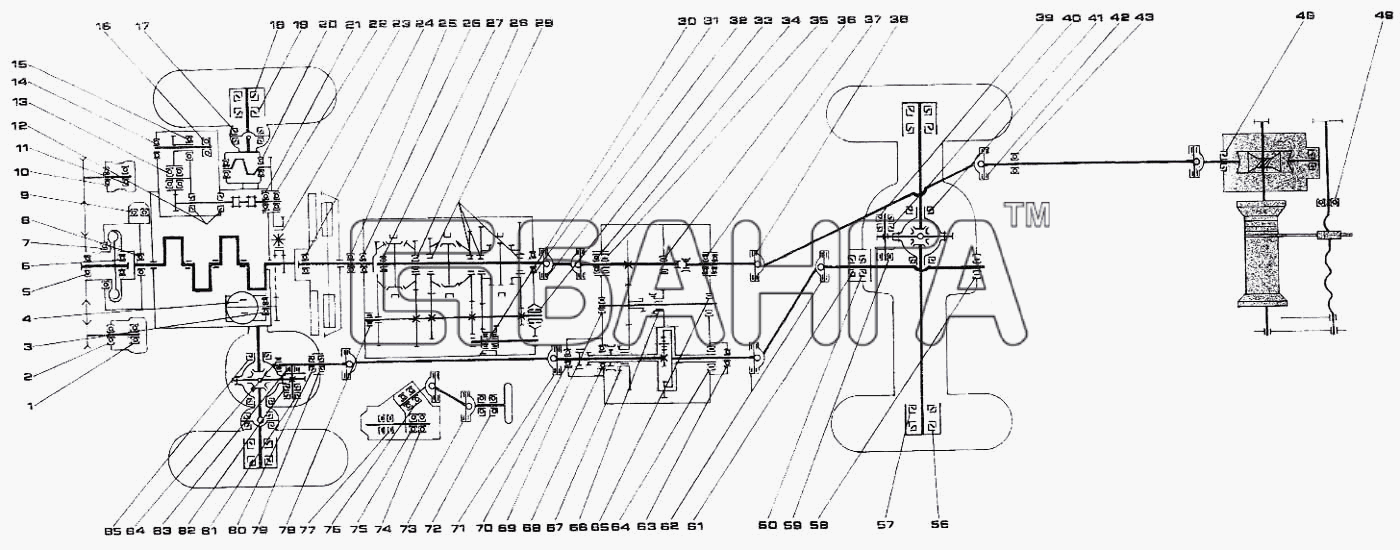 КамАЗ КамАЗ-4326 Схема Кинематическая схема трансмиссии 4326-94