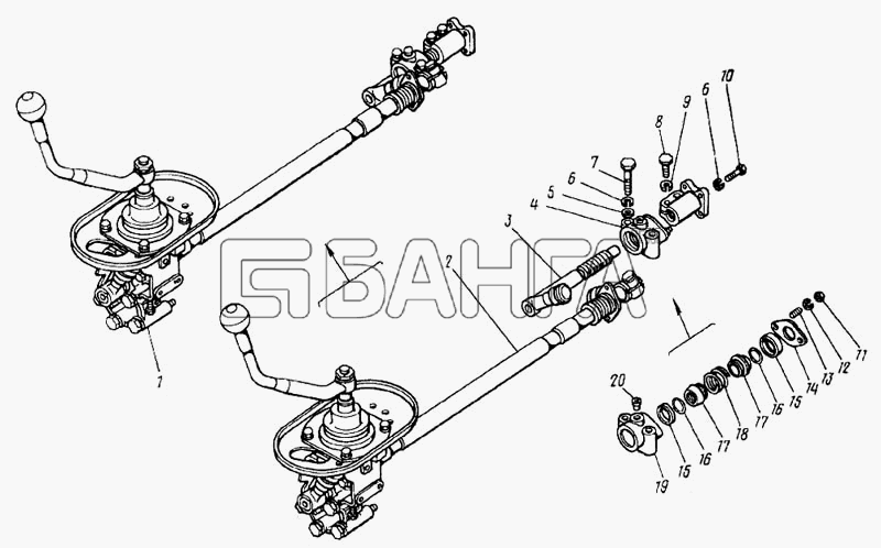 КамАЗ КамАЗ-4326 Схема Привод управления механизмом переключения