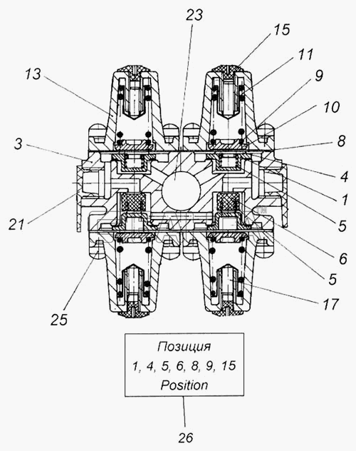 КамАЗ КамАЗ-4326 Схема Клапан защитный четырехконтурный-171 banga.ua