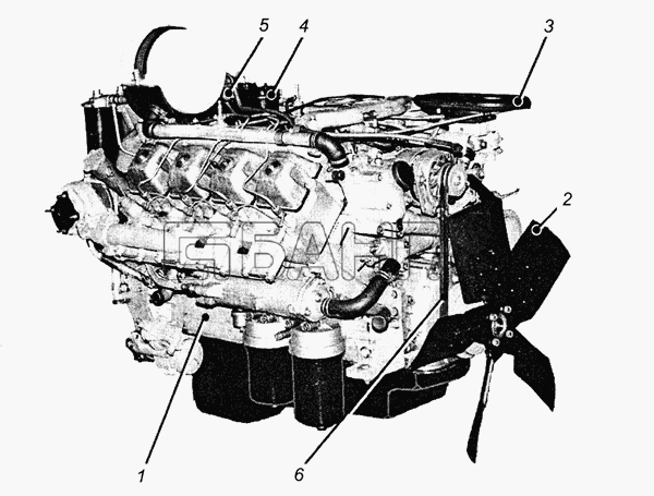 КамАЗ КамАЗ-43261 (Евро-1 2) Схема 740.11-1000409-23 Двигатель с