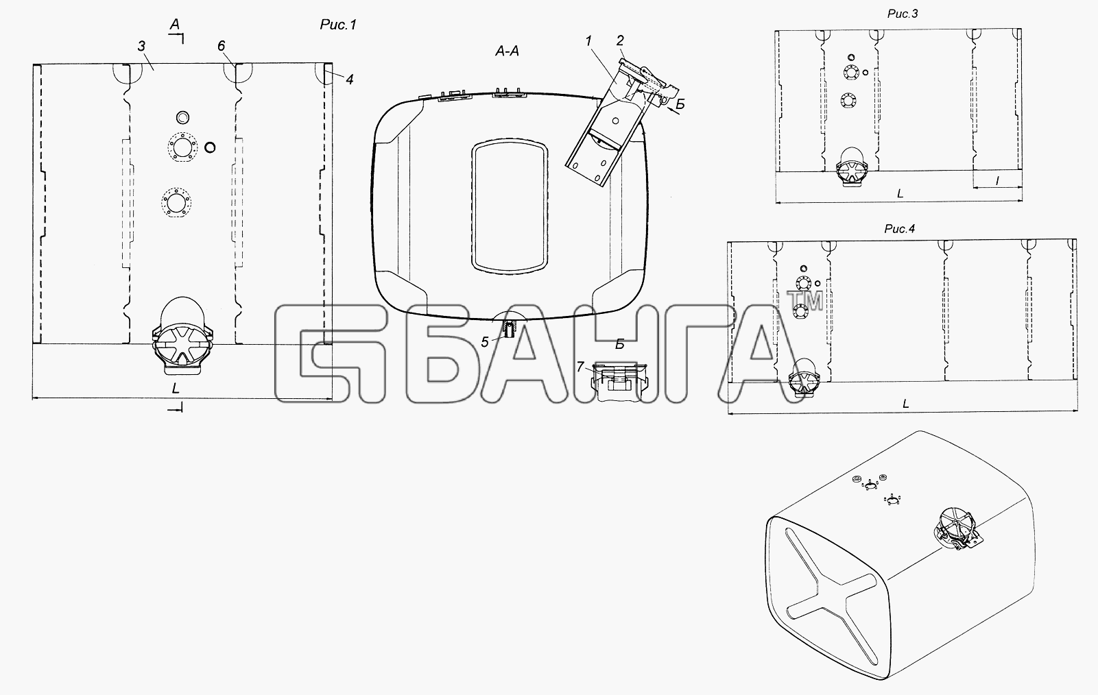 КамАЗ КамАЗ-43261 (Евро-1 2) Схема 53215-1101010 Бак топливный-242
