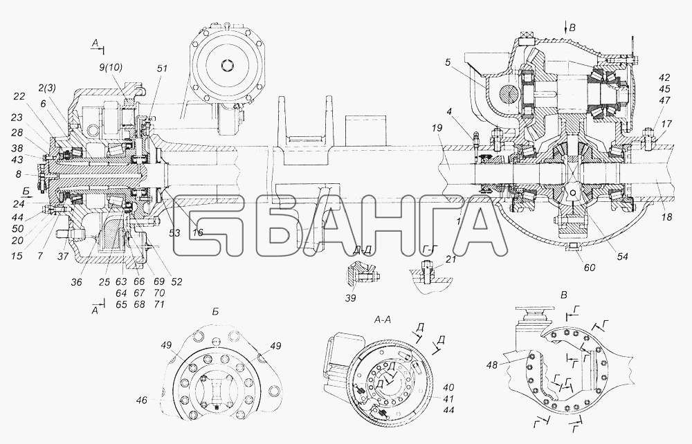 КамАЗ КамАЗ-43261 (Евро-1 2) Схема 43114-2400022-10 Мост задний-538