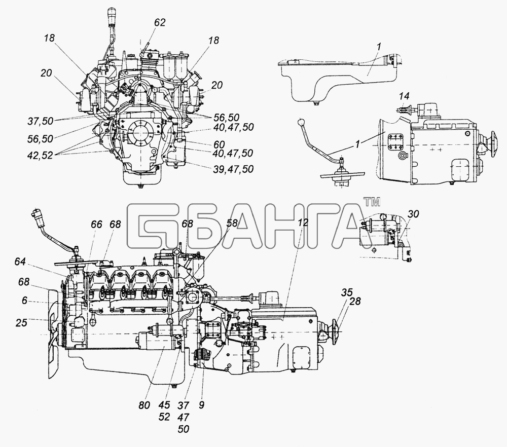 КамАЗ КамАЗ-43261 (Евро-1 2) Схема 740.11-1000309-23 Агрегат силовой