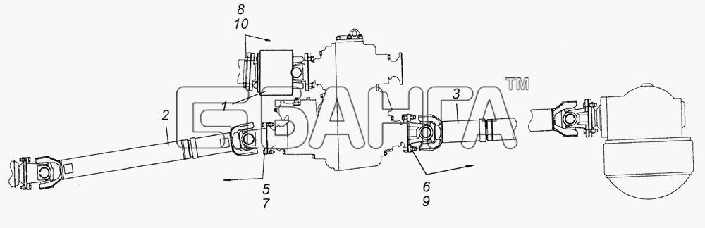КамАЗ КамАЗ-6350 (8х8) Схема 4350-2200001-10 Установка карданных
