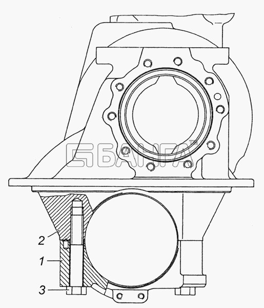 КамАЗ КамАЗ-5350 (6х6) Схема 43114-2302015 Картер редуктора переднего