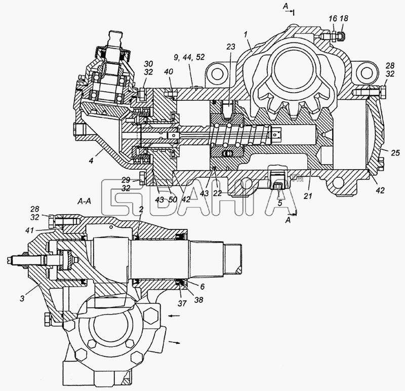 КамАЗ КамАЗ-6350 (8х8) Схема 65115-3400020-10 Механизм рулевой в