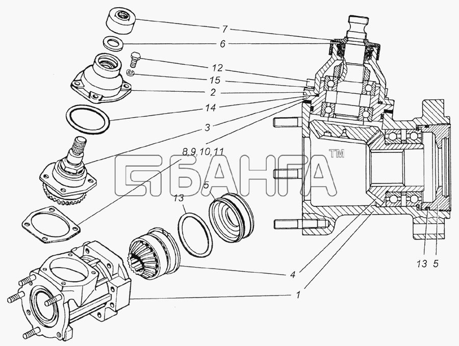 КамАЗ КамАЗ-4350 (4х4) Схема 4310-3401710 Редуктор угловой механизма