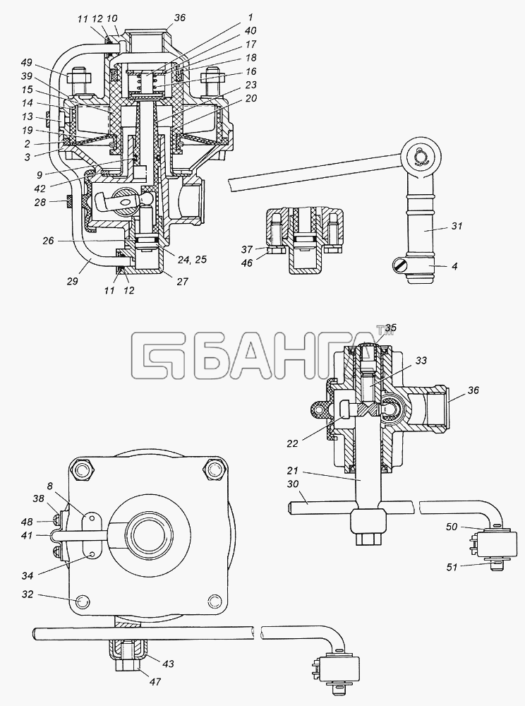 КамАЗ КамАЗ-4350 (4х4) Схема 100-3533010 Регулятор тормозных сил в