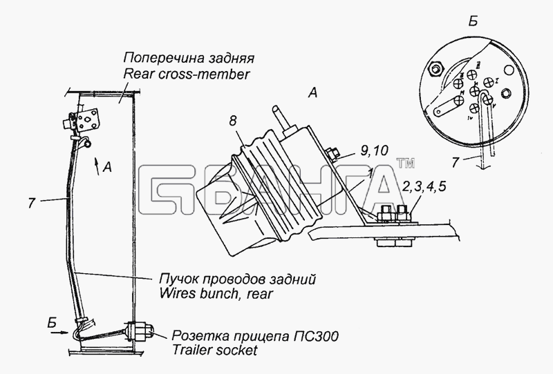 КамАЗ КамАЗ-43501 (4х4) Схема 4310-3719101 Установка фонаря banga.ua