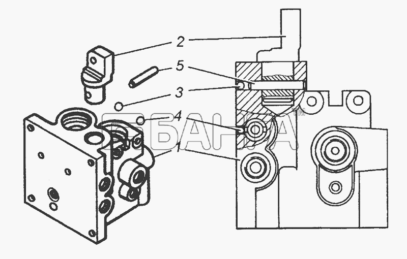КамАЗ КамАЗ-53504 (6х6) Схема 4310-5004016 Корпус насоса механизма