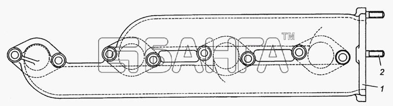 КамАЗ КамАЗ-6450 8х8 Схема 7403.1008021 Коллектор выпускной левый в