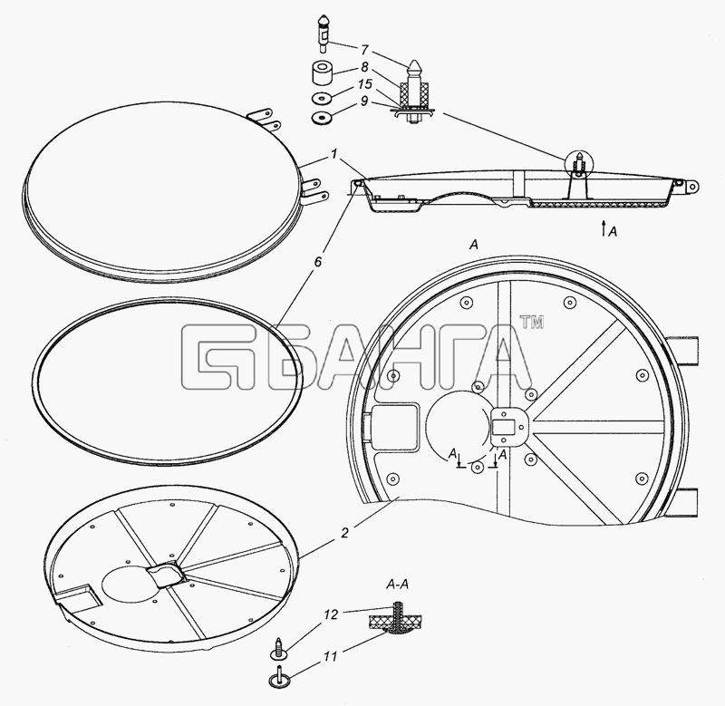 КамАЗ КамАЗ-6450 8х8 Схема 5350-5713010 Крышка люка в сборе-37