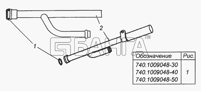 КамАЗ КамАЗ-53504 (6х6) Схема 740.1009048-30 Трубка указателя уровня с
