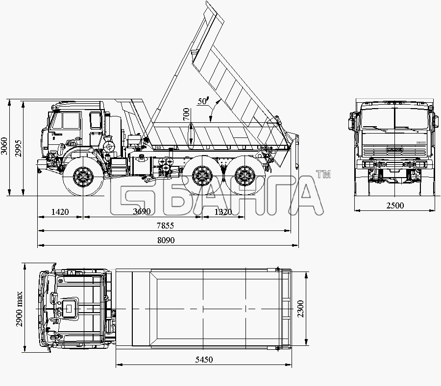 КамАЗ КамАЗ-45141 Схема Автомобиль-самосвал со спальным местом