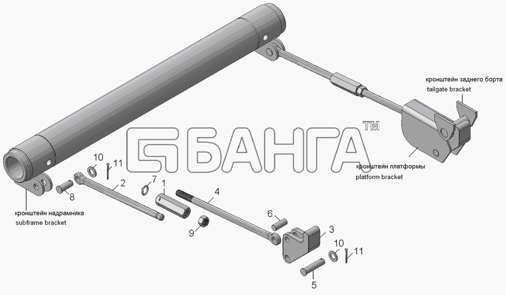 КамАЗ КамАЗ-45141 Схема Установка запоров заднего борта banga.ua