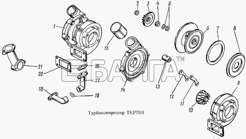 КамАЗ КамАЗ-5315 Схема Турбокомпрессор ТКР7Н1-52 banga.ua