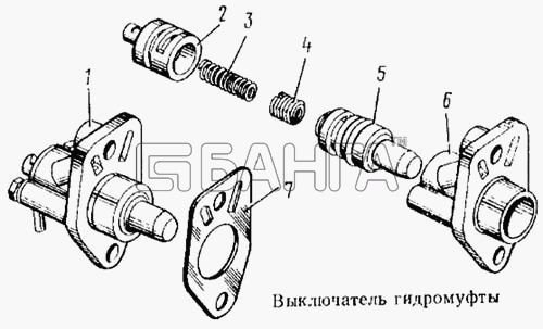 КамАЗ КамАЗ-5315 Схема Выключатель гидромуфты-62 banga.ua
