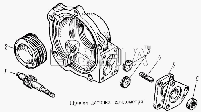 КамАЗ КамАЗ-5315 Схема Привод датчика спидометра-140 banga.ua