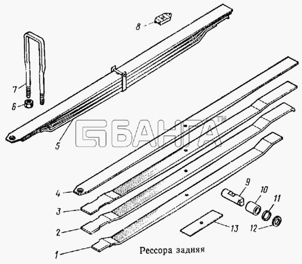 КамАЗ КамАЗ-5315 Схема Рессора задняя-90 banga.ua